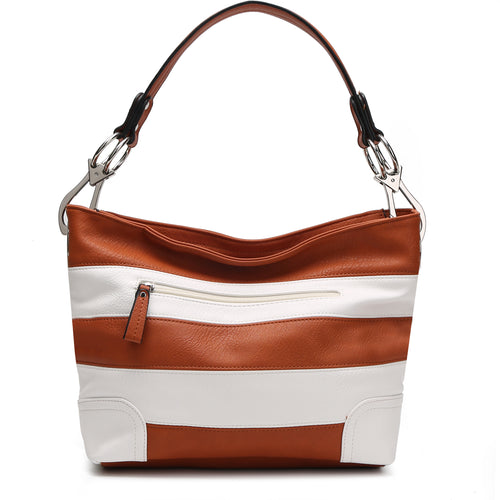 Load image into Gallery viewer, MKF Collection Emily Soft Vegan Leather Stripe Hobo Bag by Mia K
