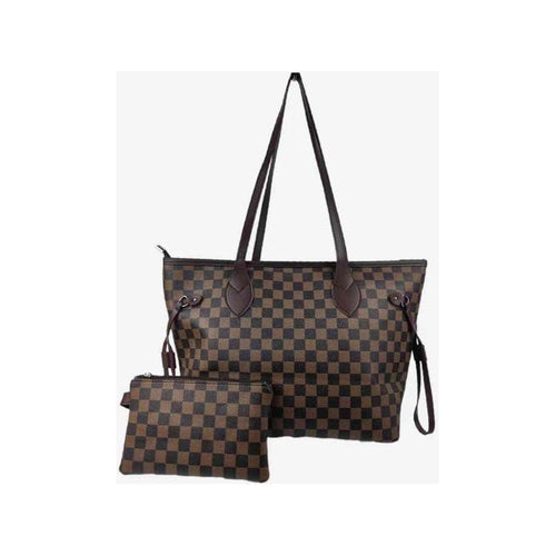 Load image into Gallery viewer, Designer Elegance: Checkered PVC Two-Piece Bag Set
