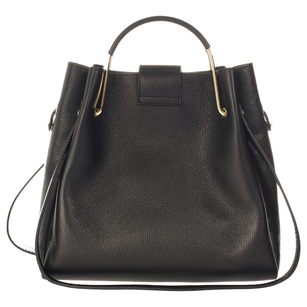 DIONE NERO - Exquisite Italian Grain Leather Top Handle Bag