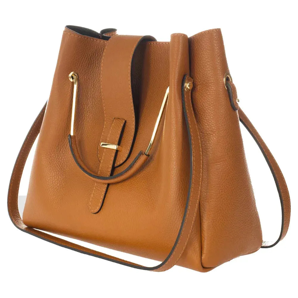 DIONE NERO - Exquisite Italian Grain Leather Top Handle Bag