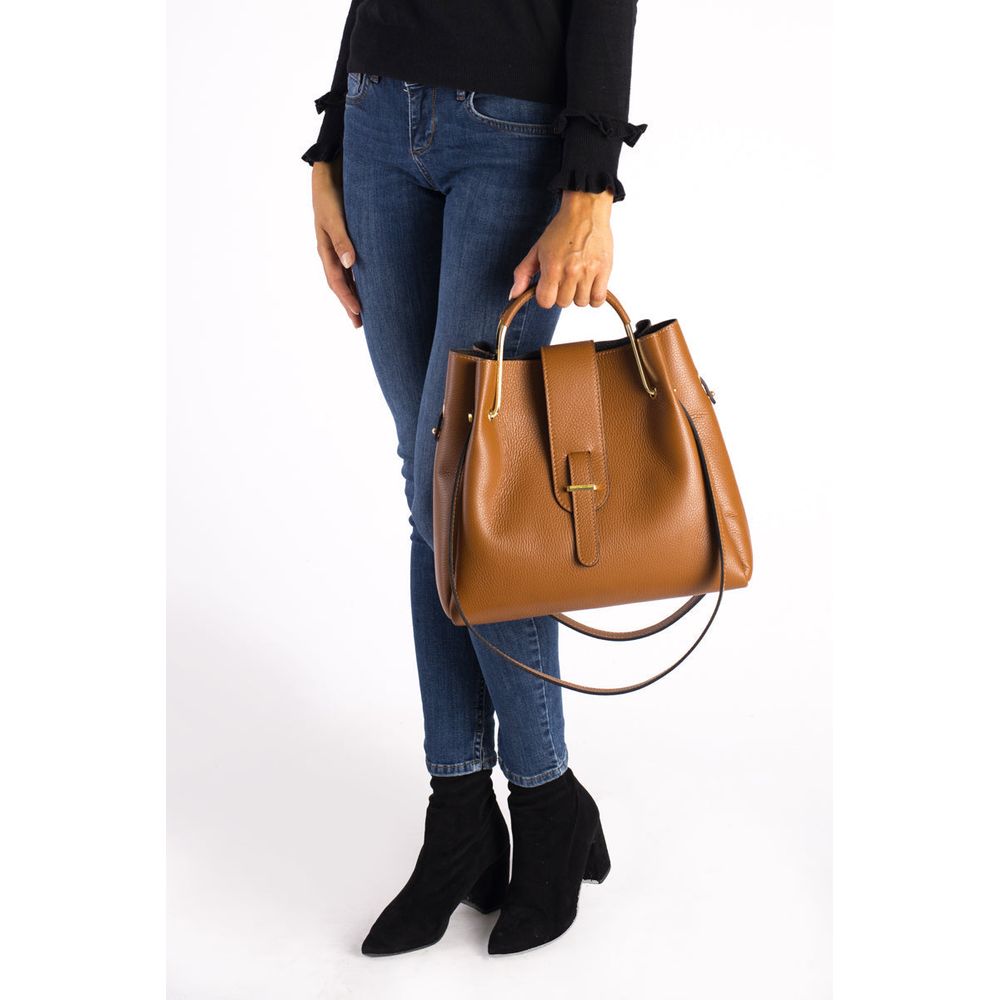 DIONE NERO - Exquisite Italian Grain Leather Top Handle Bag