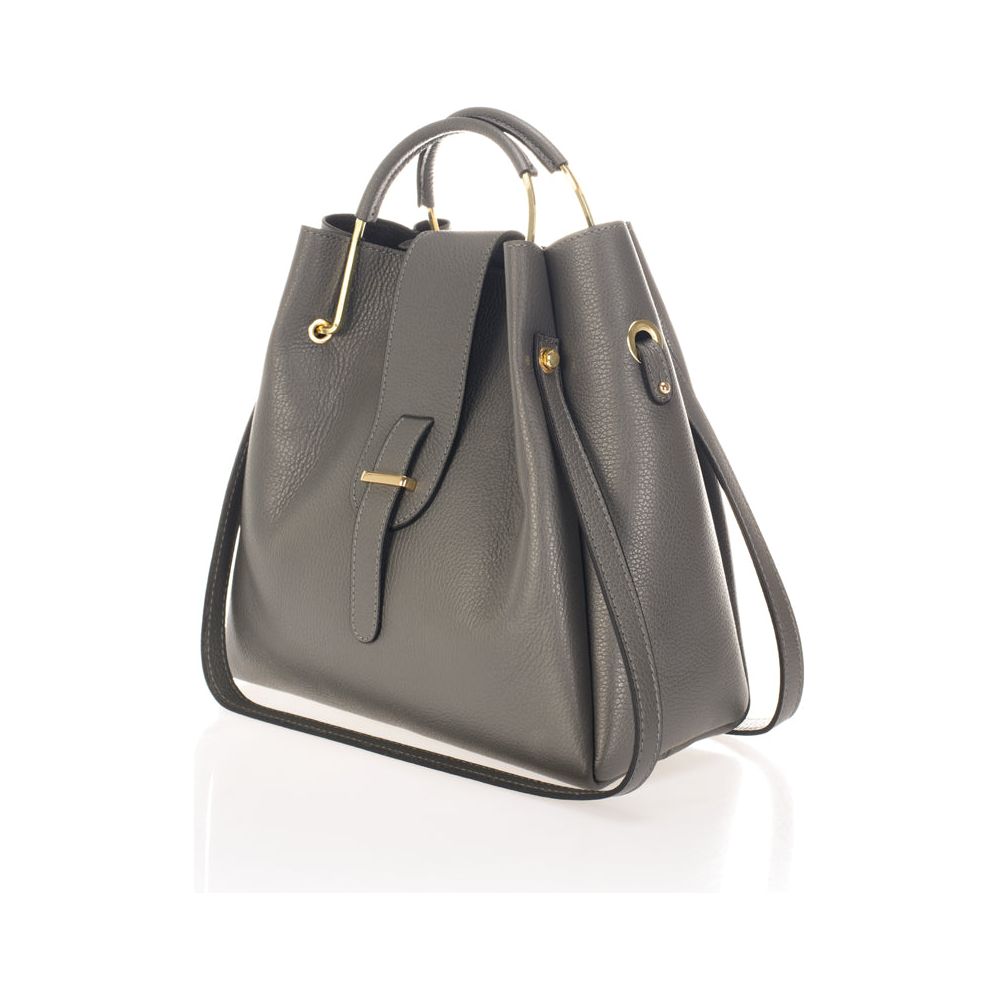 DIONE TAUPE - Exquisite Italian Grain Leather Top Handle Bag