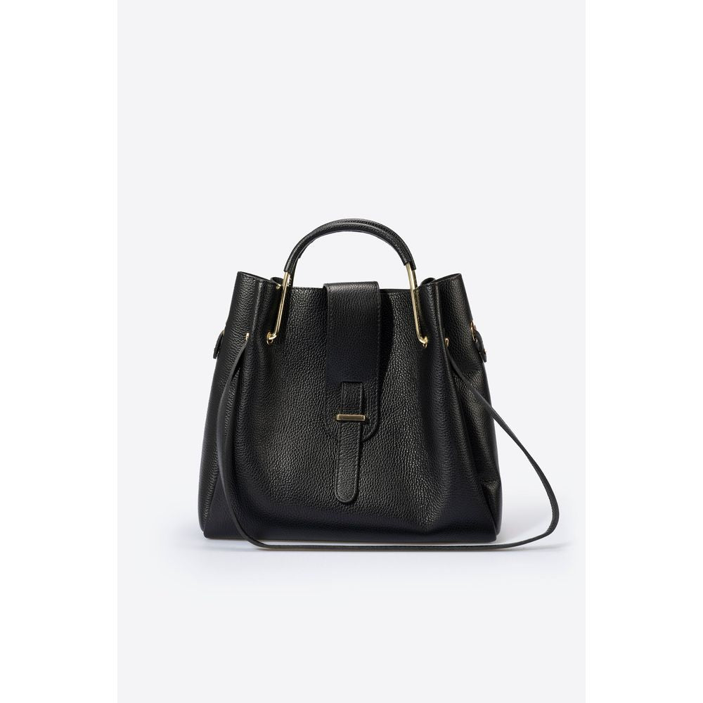 DIONE NERO - Exquisite Italian Grain Leather Top Handle Bag