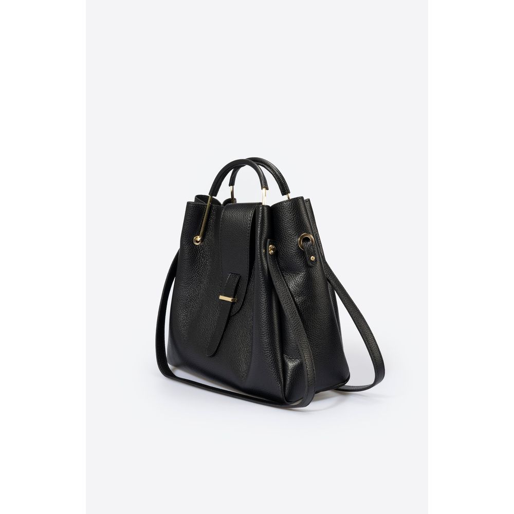 DIONE NERO - Exquisite Italian Grain Leather Top Handle Bag