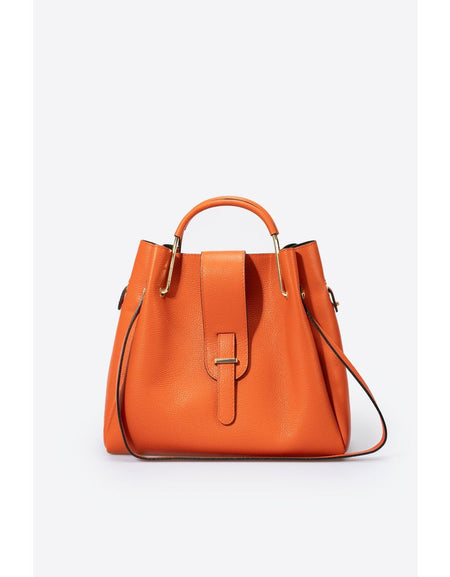 DIONE PAPAYA - Exquisite Grain Leather Top Handle Bag