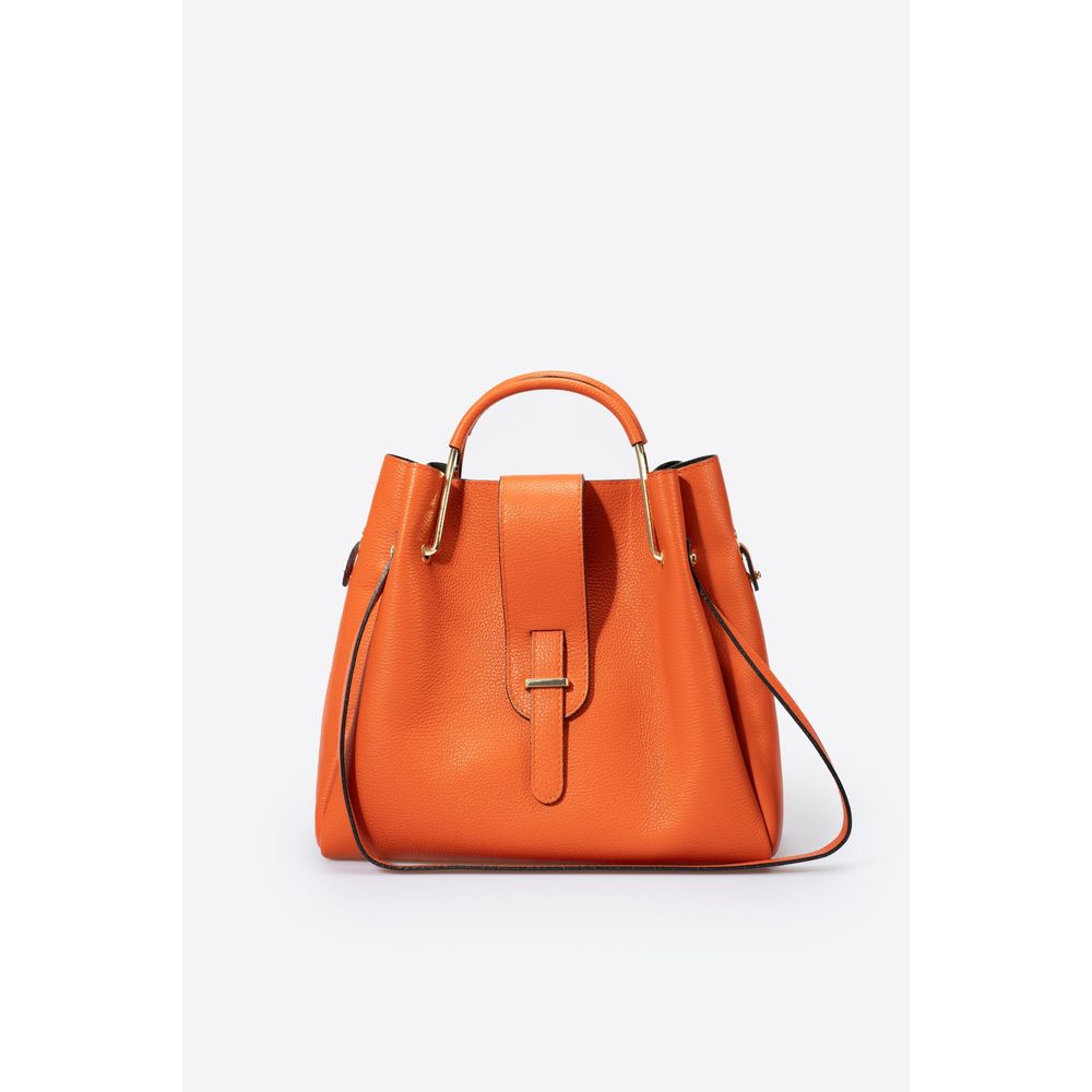 DIONE PAPAYA - Exquisite Grain Leather Top Handle Bag