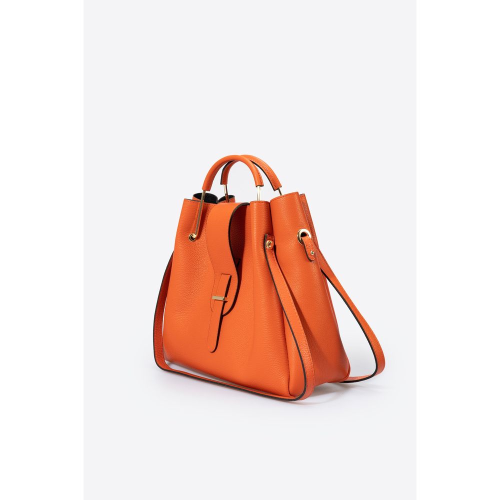 DIONE PAPAYA - Exquisite Grain Leather Top Handle Bag