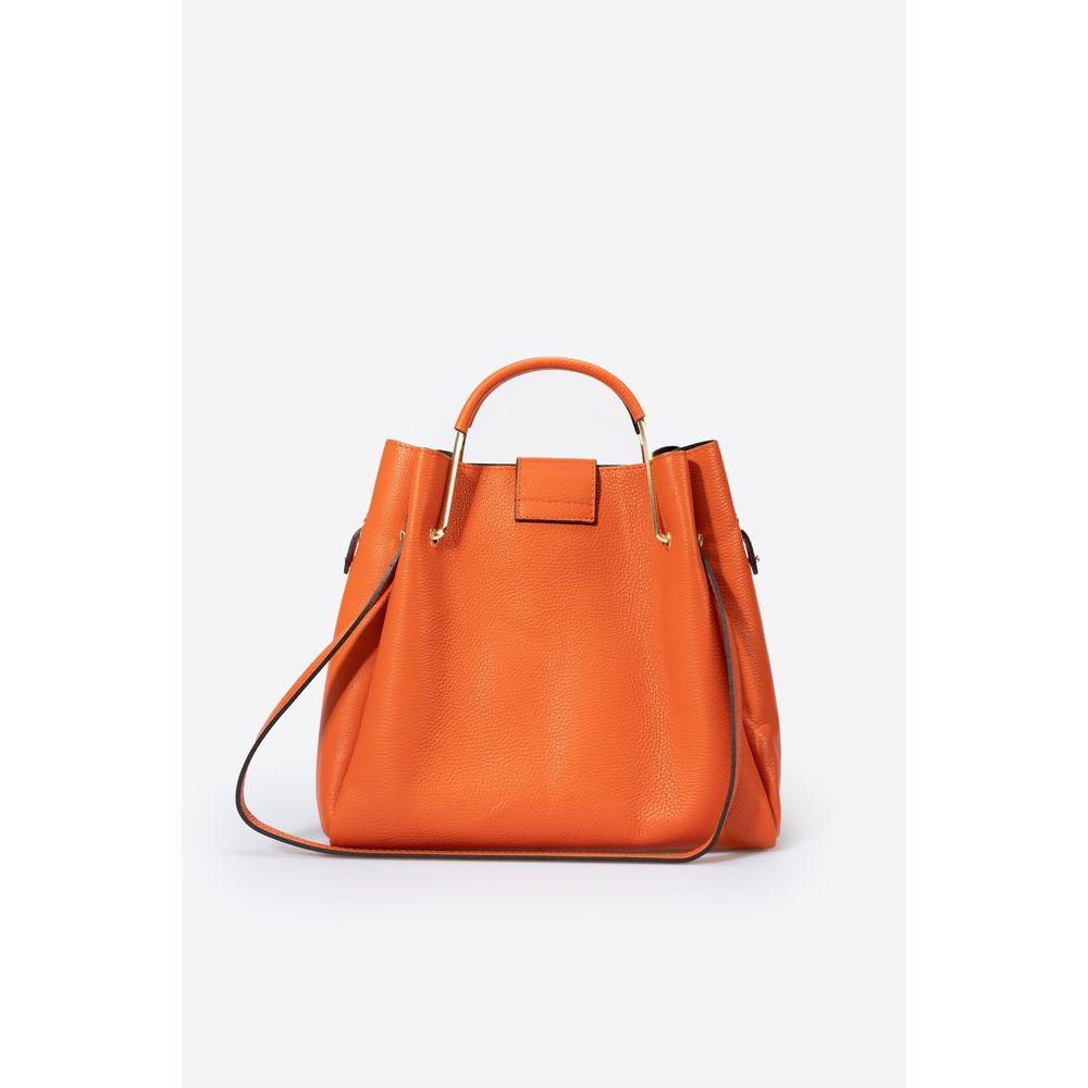 DIONE PAPAYA - Exquisite Grain Leather Top Handle Bag