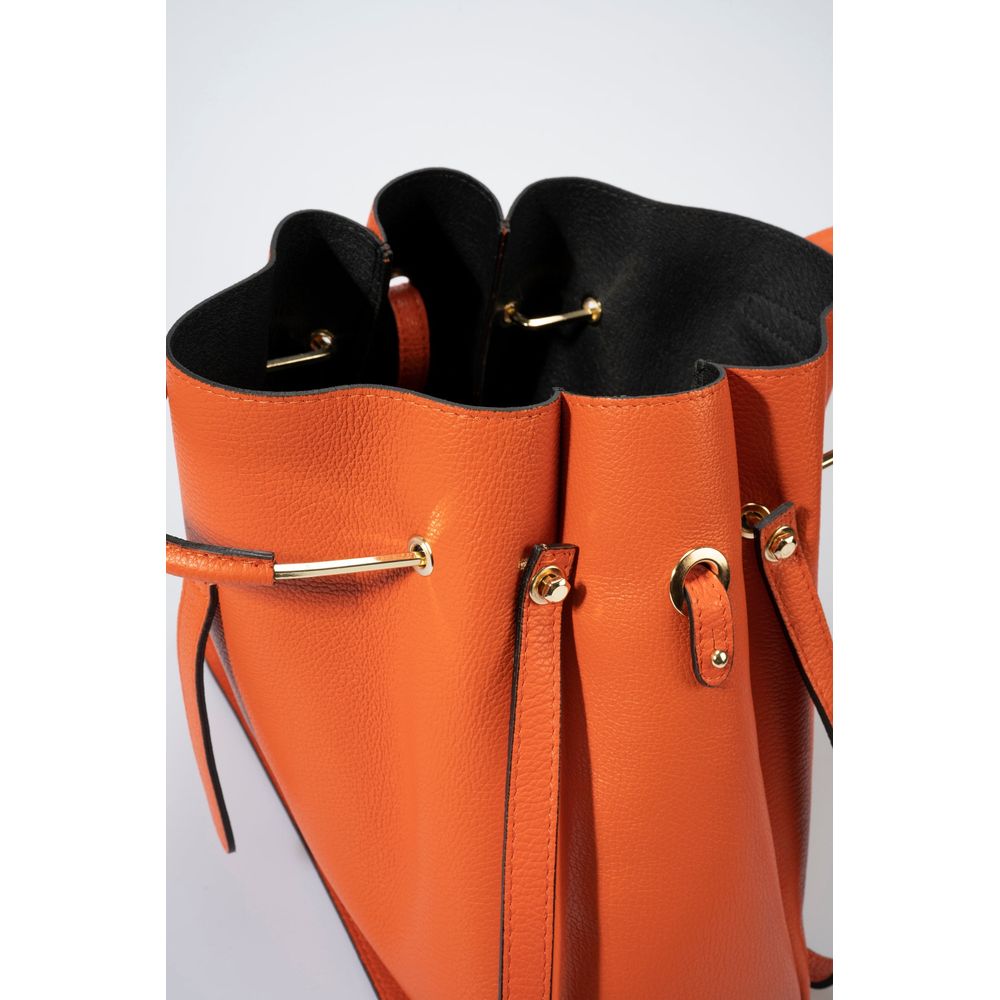 DIONE PAPAYA - Exquisite Grain Leather Top Handle Bag