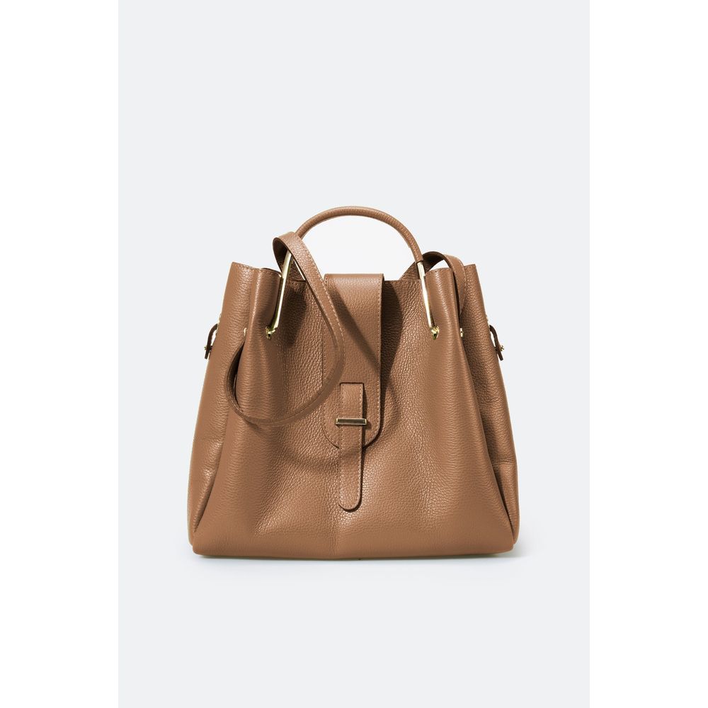 DIONE NERO - Exquisite Italian Grain Leather Top Handle Bag