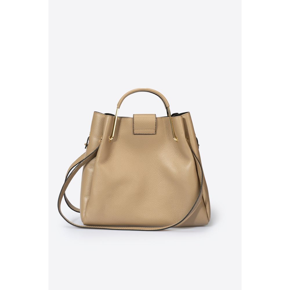 DIONE TAUPE - Exquisite Italian Grain Leather Top Handle Bag