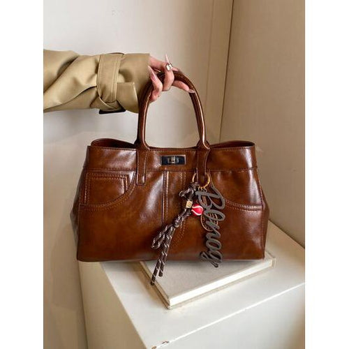 Load image into Gallery viewer, Luxurious PU Leather Handbag with Pendant
