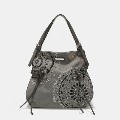 Load image into Gallery viewer, Nicole Lee USA Side Braided Tassel Inlaid Rhinestone Embroidery Hobo
