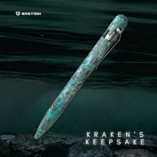 Load image into Gallery viewer, Kraken&#39;s Keepsake Brass Patina - Bolt Action Pen by Bastion®
