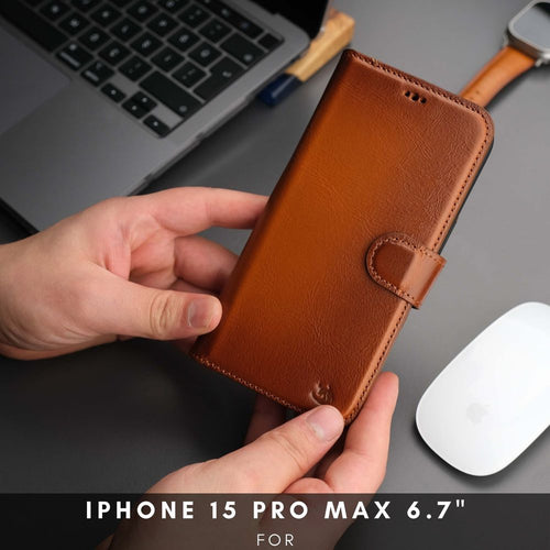 Load image into Gallery viewer, Casper Leather iPhone 15 Pro Max Wallet Case | MagSafe-11
