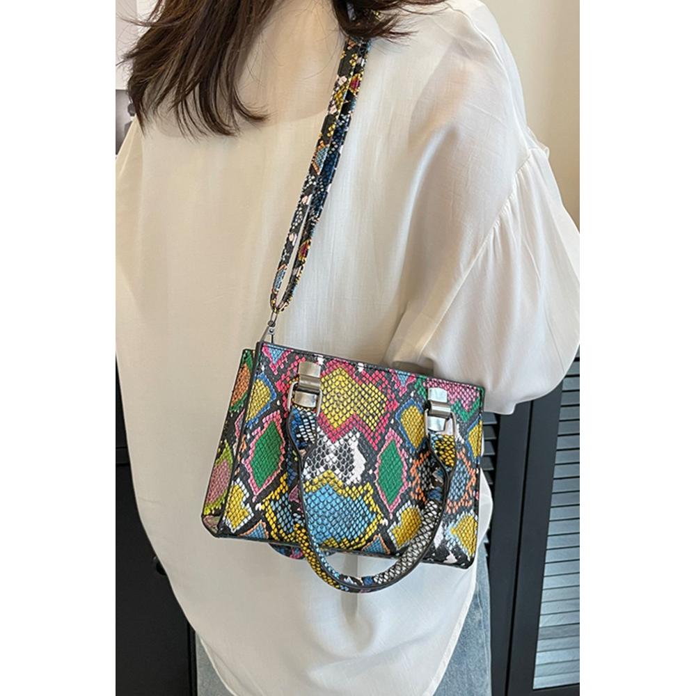 Snakeskin Print PU Leather Handbag