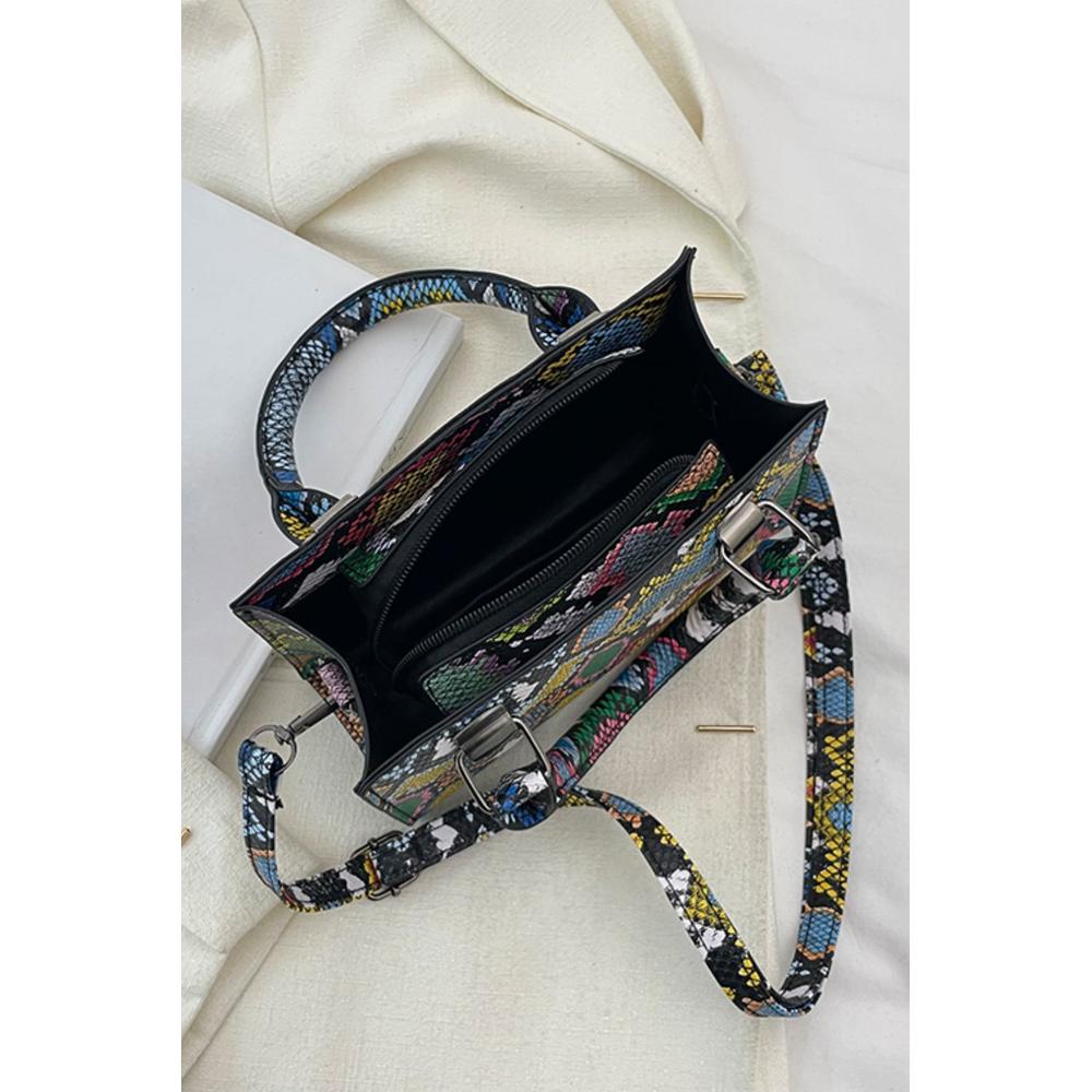Snakeskin Print PU Leather Handbag