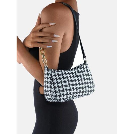 Houndstooth Polyester Handbag