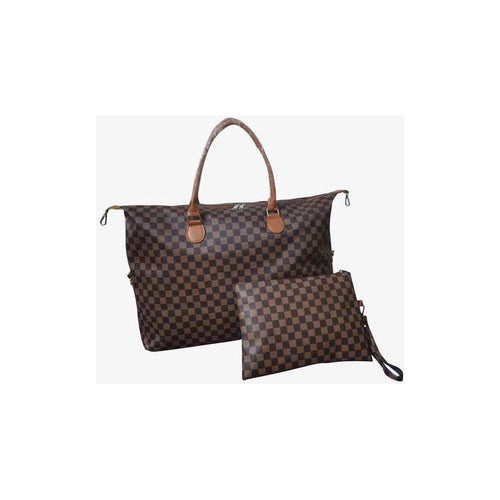 Load image into Gallery viewer, Designer Checkered Two-Piece Bag Set: Elegance Redefined
