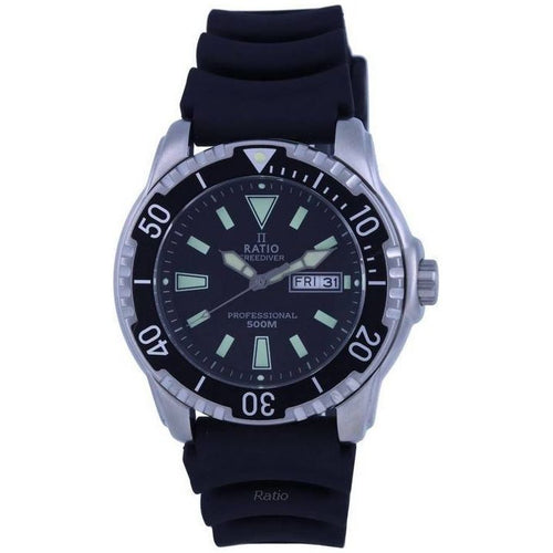 Load image into Gallery viewer, RATIO FreeDiver Black Dial PU Strap Quartz 48HA90-12-BLK Men&#39;s Watch
