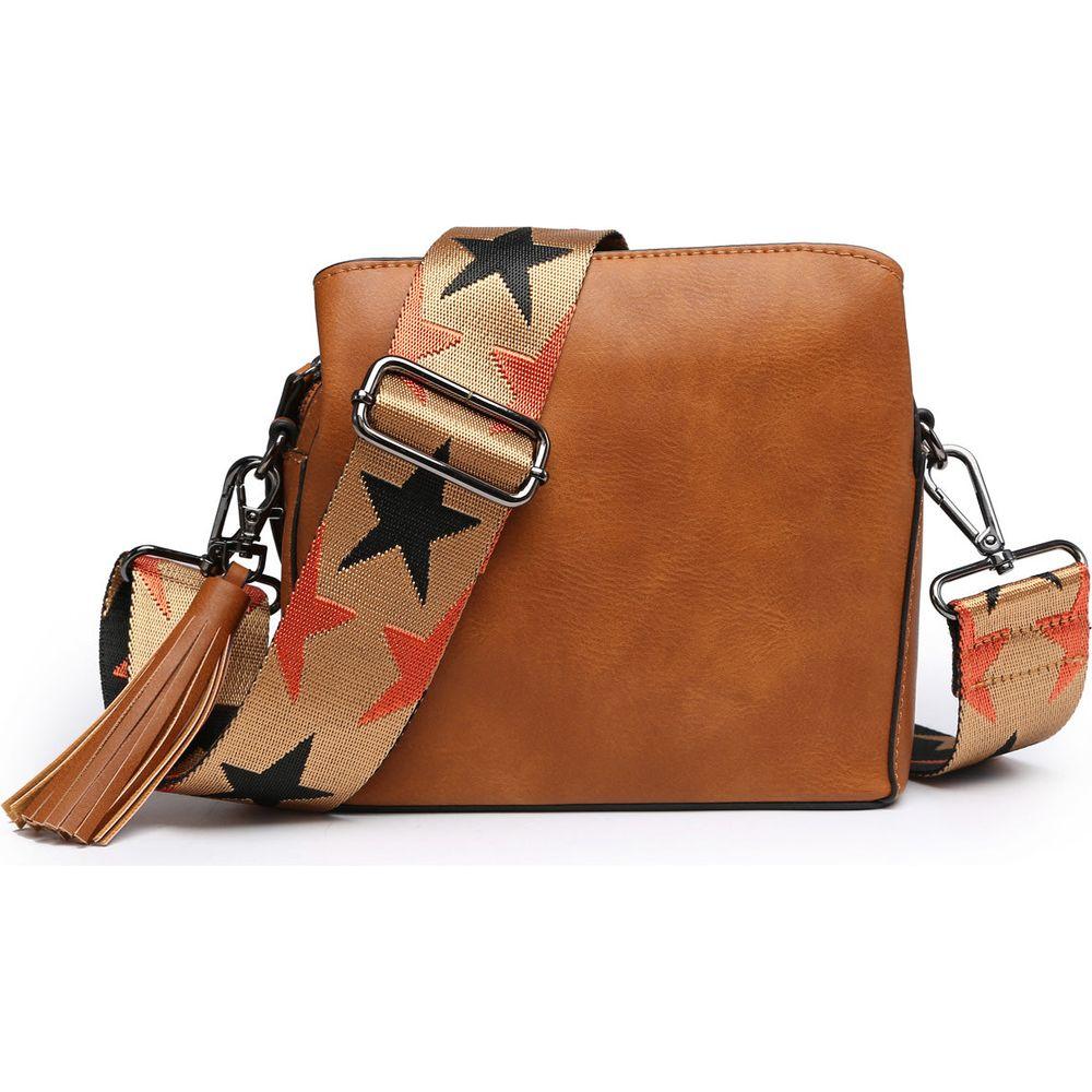 Designer Mini Shoulder Bag with Multipockets in Tan