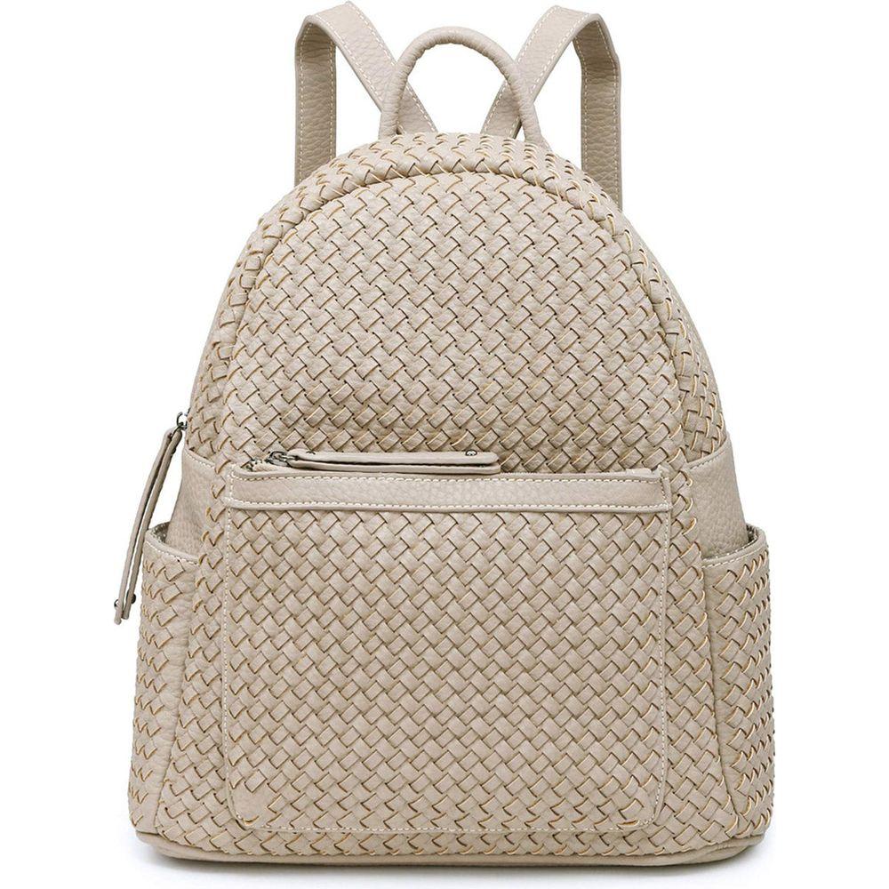 Sif2068 Luxe Woven Backpack Purse - Beige