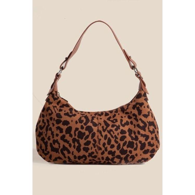 Fame Leopard Middle Stitch Zipper Handbag - A Touch of Elegance