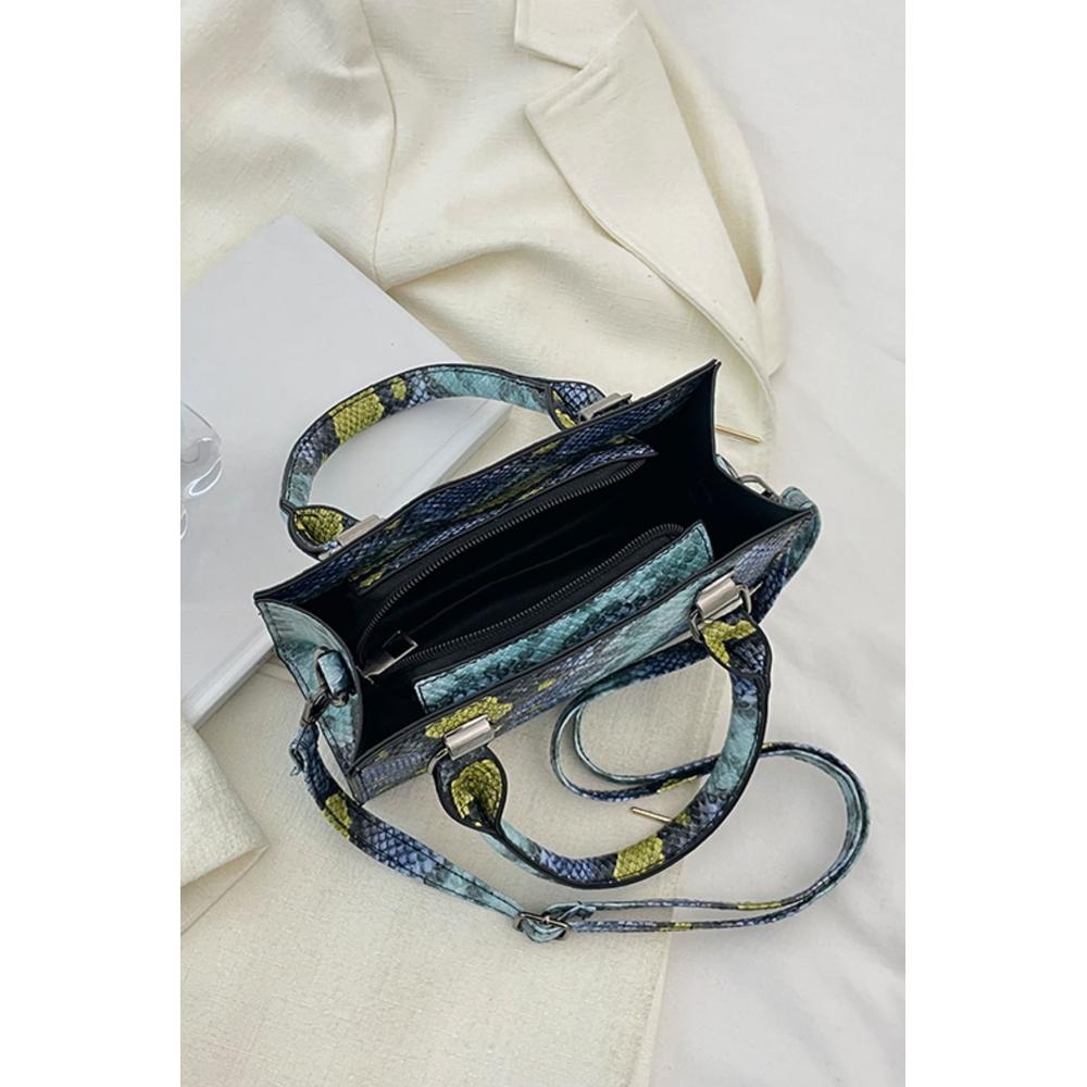 Snakeskin Print PU Leather Handbag