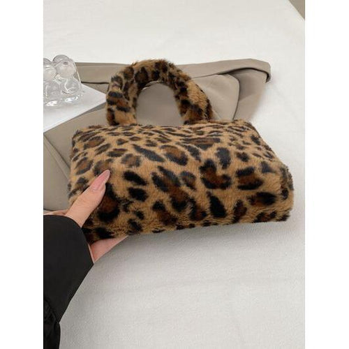 Load image into Gallery viewer, Leopard Fluff Handbag with Zip - A Touch of Opulence
