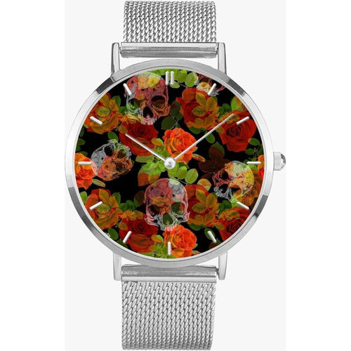 Load image into Gallery viewer, Jacki Easlick Floral Skulls Ultra-thin Stainless Steel Quartz Watch
