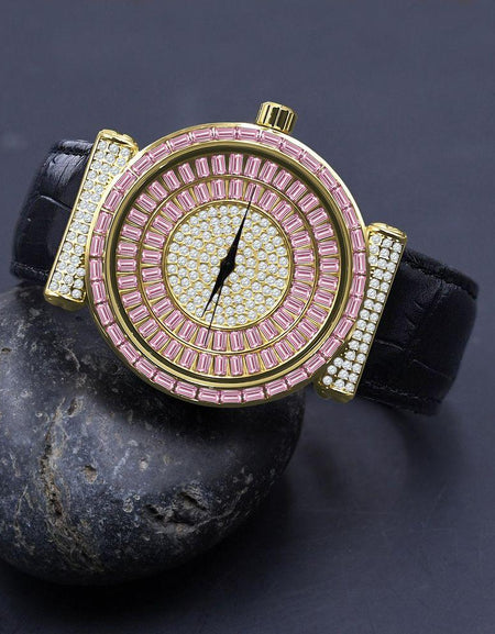 Palatial Bling Leather Watch - Unparalleled Luxury and Elegance