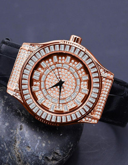 Conspicuous Bling Leather Watch - A Timeless Masterpiece