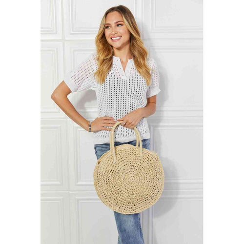 Load image into Gallery viewer, Justin Taylor Beach Date Straw Rattan Handbag in Ivory
