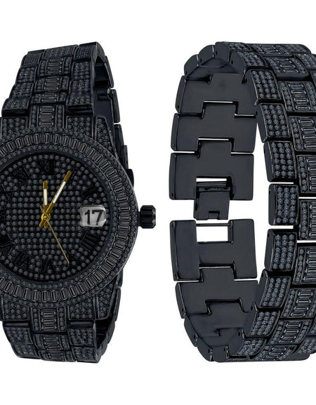 OYSTER Crystal Stones Watch Set - A Luxurious Statement Piece