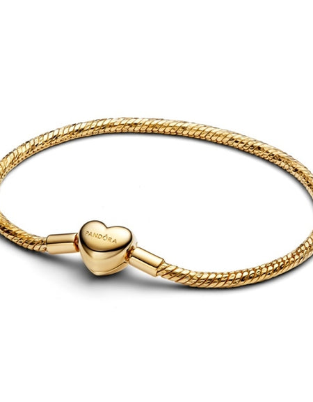PANDORA JEWELRY Mod. HEART CLASP FACETED SNAKE CHAIN BRACELET-0