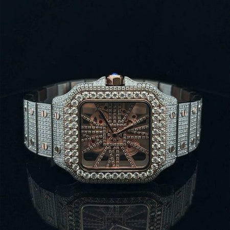 NEBULA Steel Rose Gold Moissanite Watch – Iced Out Elegance