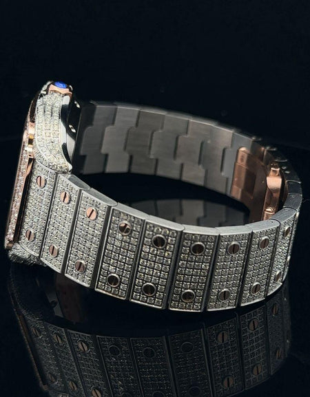 NEBULA Steel Rose Gold Moissanite Watch – Iced Out Elegance