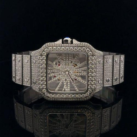 VISTA Steel Rhodium Moissanite Watch - Iced Out Elegance