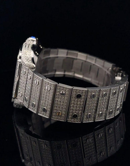 VISTA Steel Rhodium Moissanite Watch - Iced Out Elegance