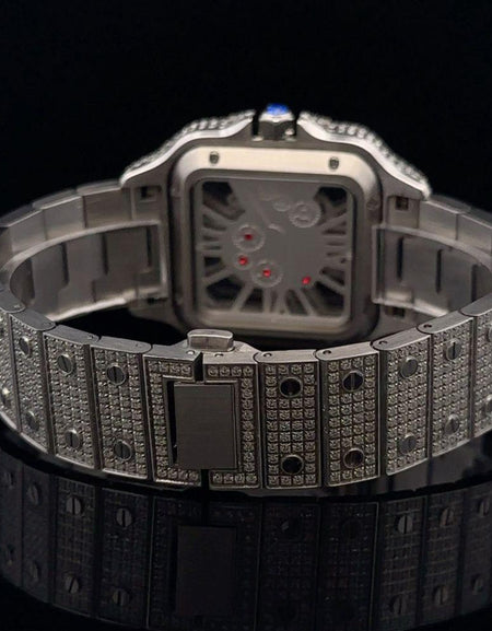 VISTA Steel Rhodium Moissanite Watch - Iced Out Elegance