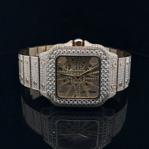 Load image into Gallery viewer, ENGIMA STEEL YELLOW GOLD MOISSANITE WATCH ICED OUT I 590062
