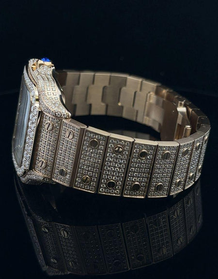 ENGIMA Steel Yellow Gold Moissanite Watch - Iced Out Elegance