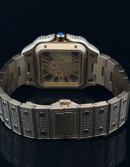 ENGIMA Steel Yellow Gold Moissanite Watch - Iced Out Elegance