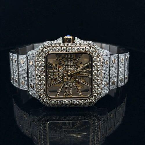 ENGIMA STEEL SILVER GOLD MOISSANITE WATCH ICED OUT I 5900642