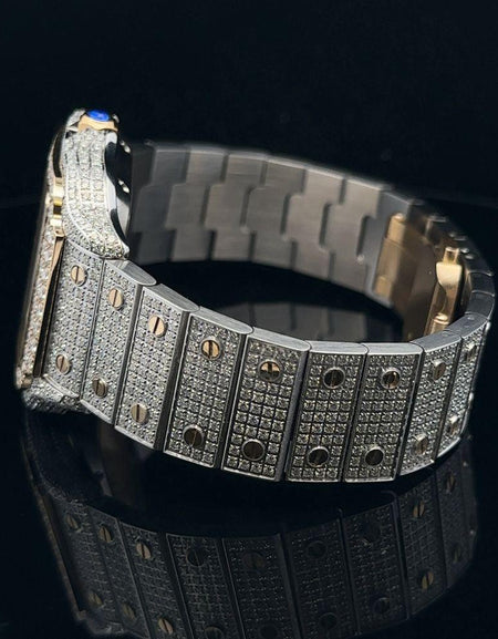 ENGIMA Steel Silver Gold Moissanite Watch - Iced Out Luxury Timepiece