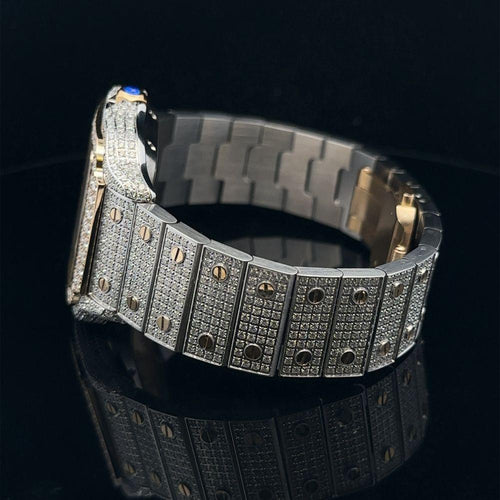 Load image into Gallery viewer, ENGIMA STEEL SILVER GOLD MOISSANITE WATCH ICED OUT I 5900642
