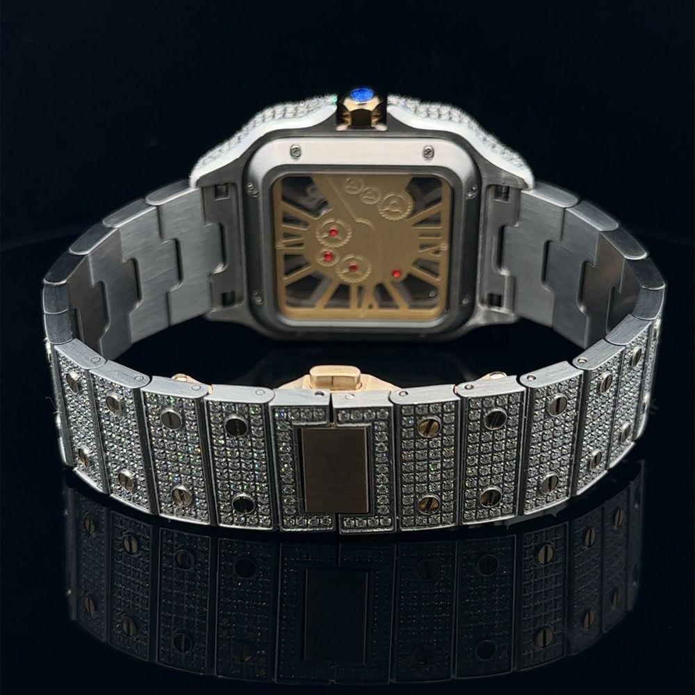 ENGIMA STEEL SILVER GOLD MOISSANITE WATCH ICED OUT I 5900642