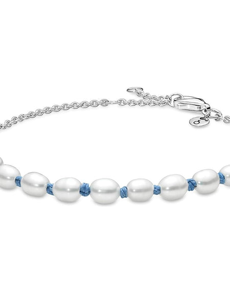 PANDORA JEWELS Mod. TREATED FRESHWATER CULTURED PEARL BLUE CORD - Size 16-0