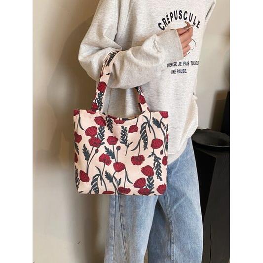 Elegant Printed Canvas Handbag with Zipper