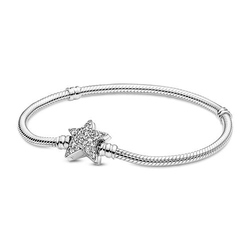Load image into Gallery viewer, PANDORA Mod. MOMENTS ASYMMETRIC STAR CLASP SNAKE CHAIN BRACELET-0
